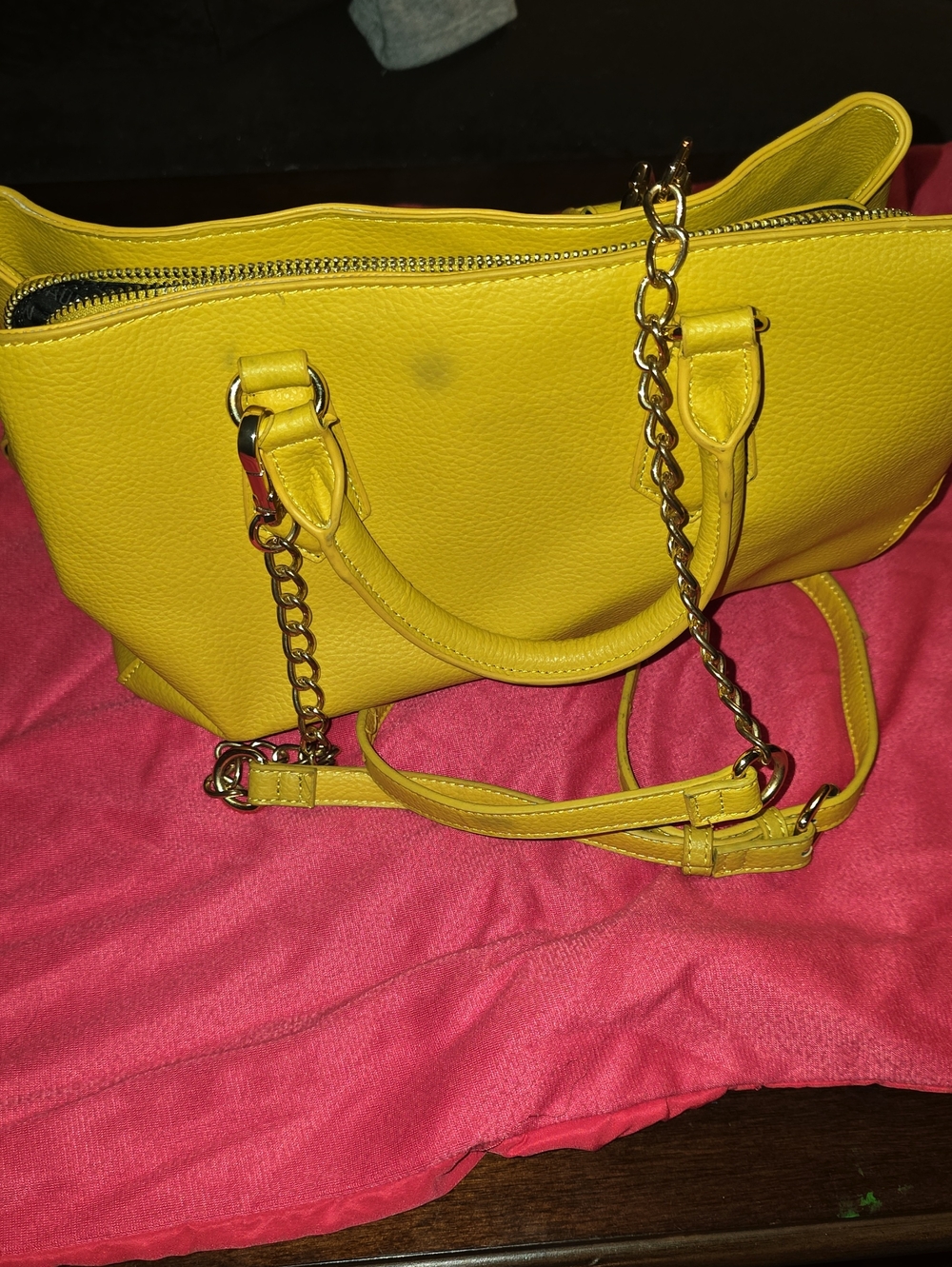 Steve Madden Yellow Chain-Accent Shoulder Bag